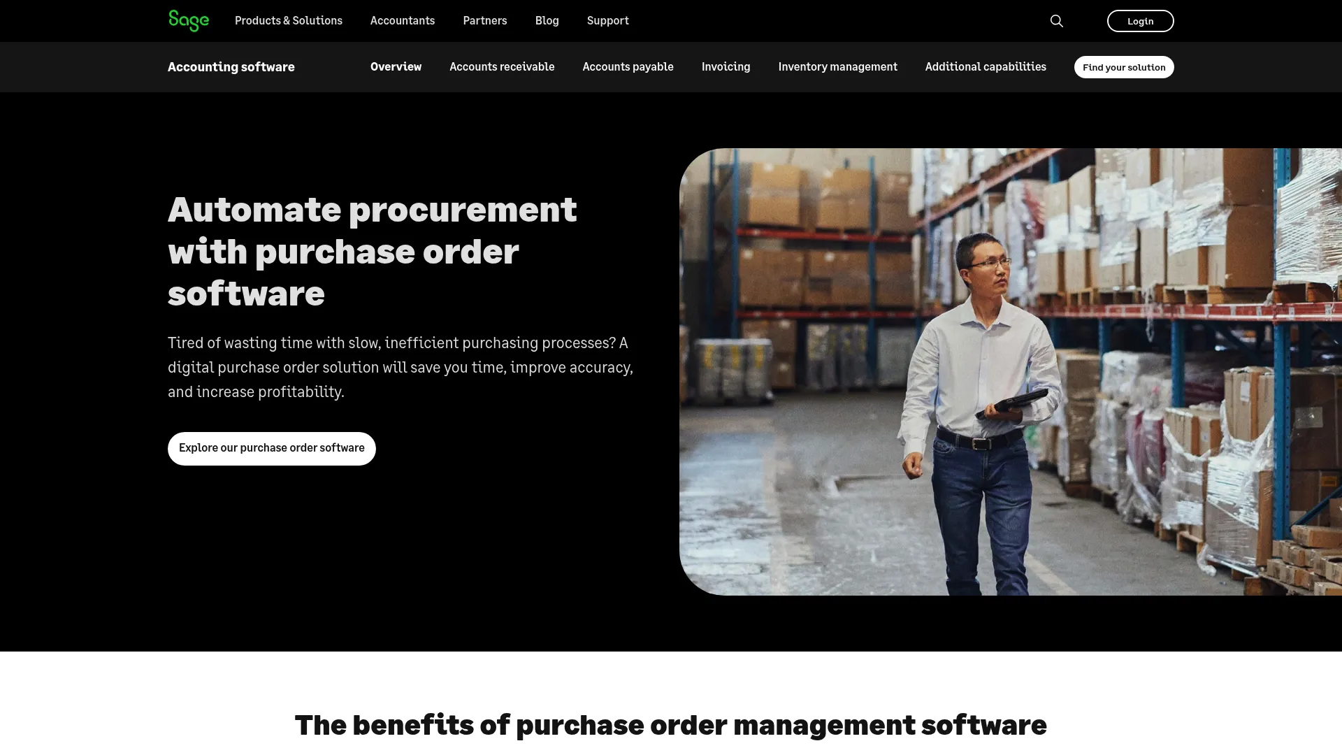 Sage Intacct purchase order management interface