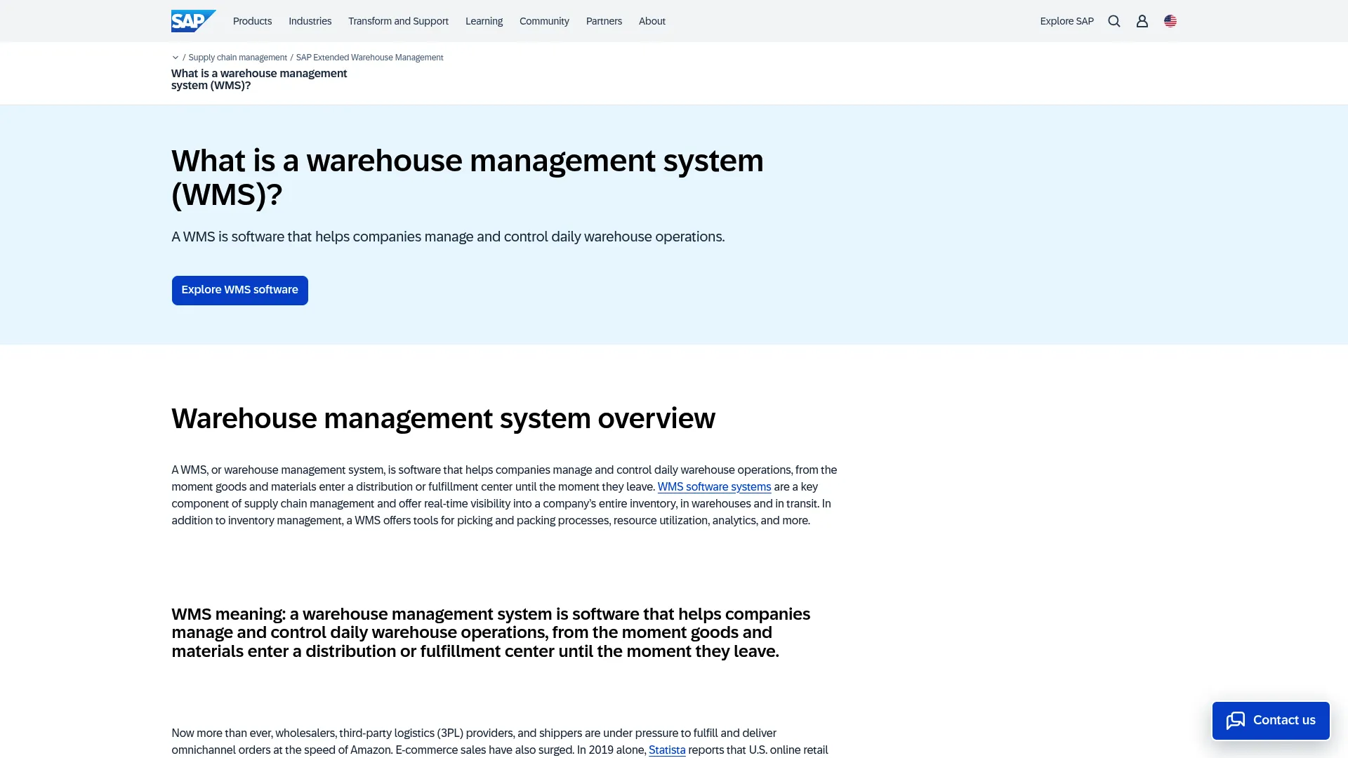 SAP Extended Warehouse Management interface