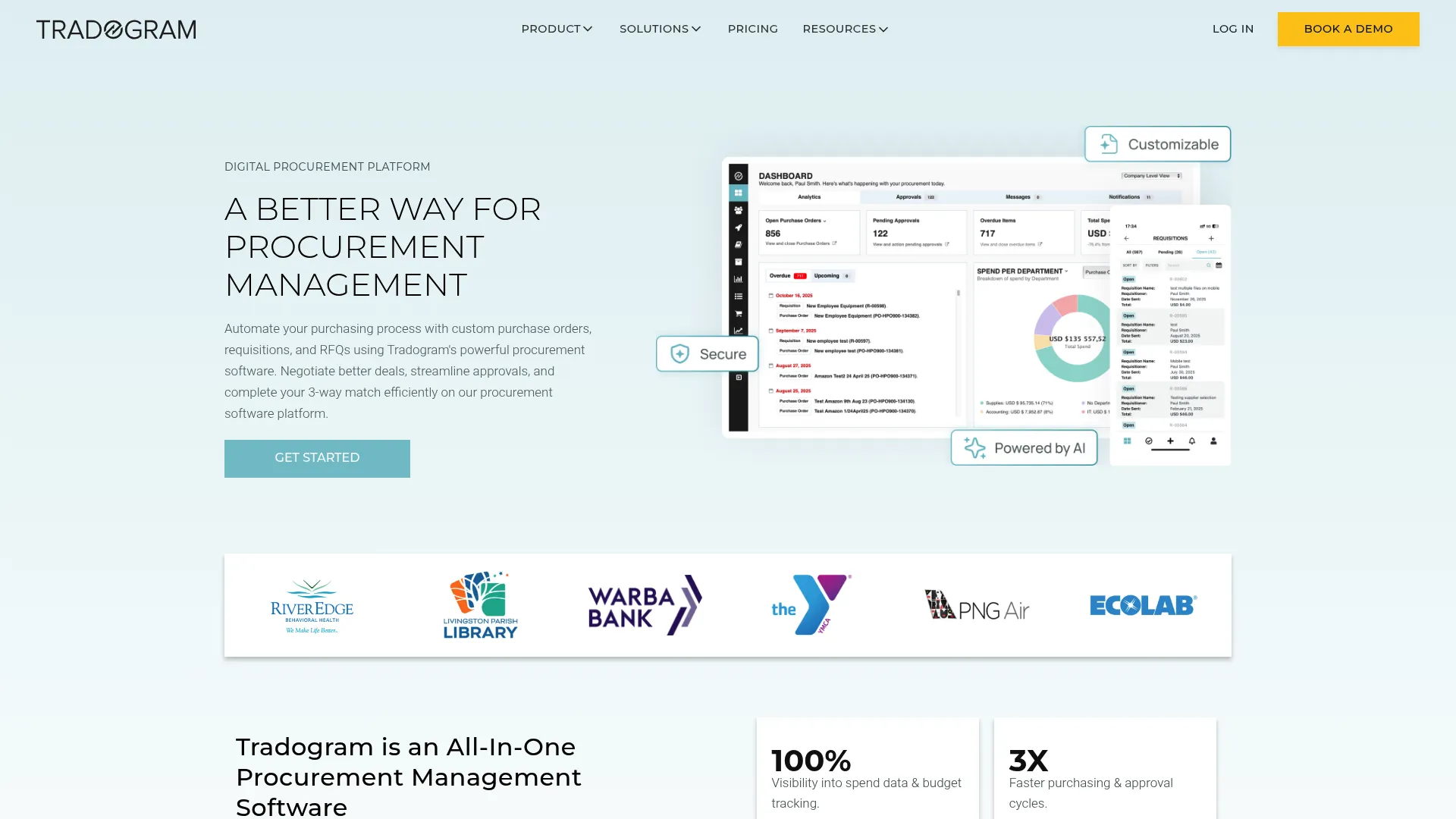 Tradogram supplier management interface