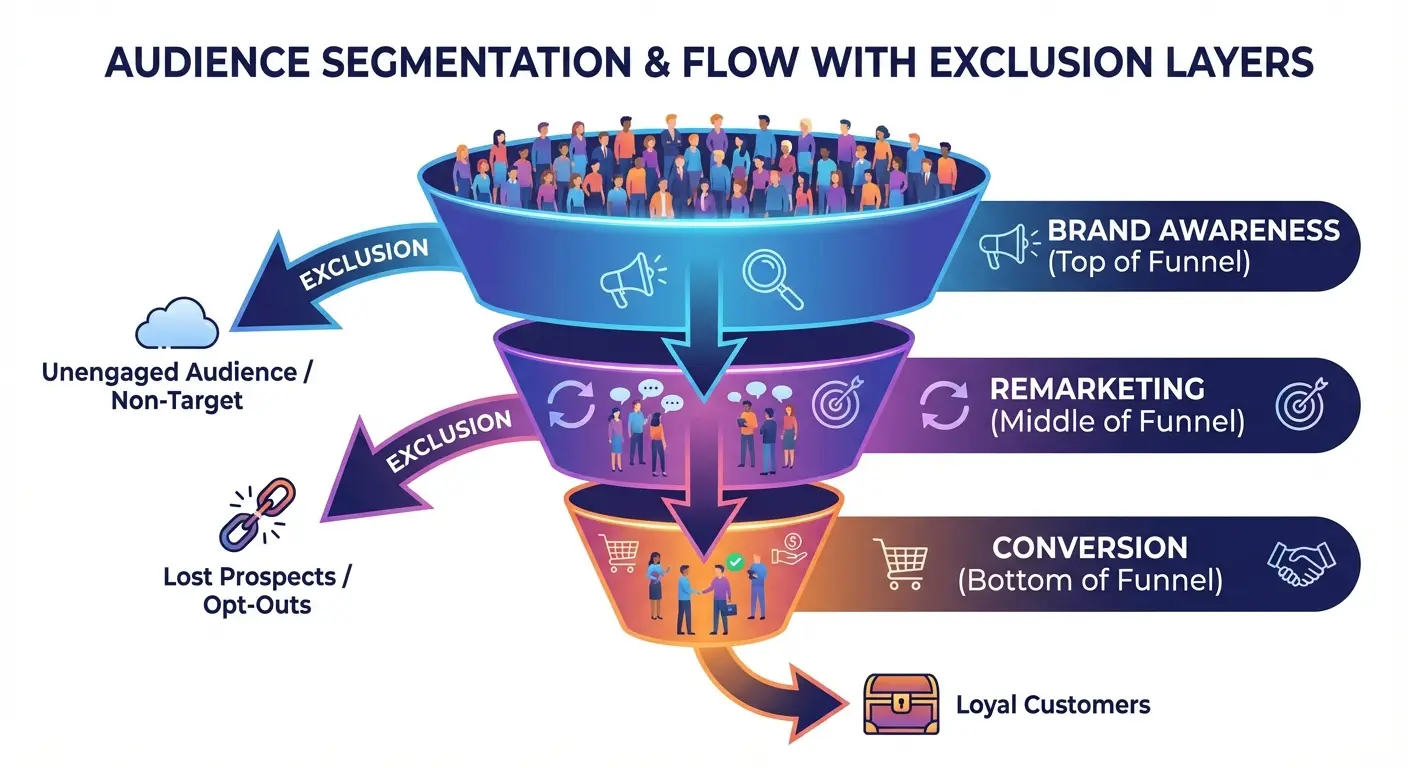 CPC reduction graph from audience exclusion strategy