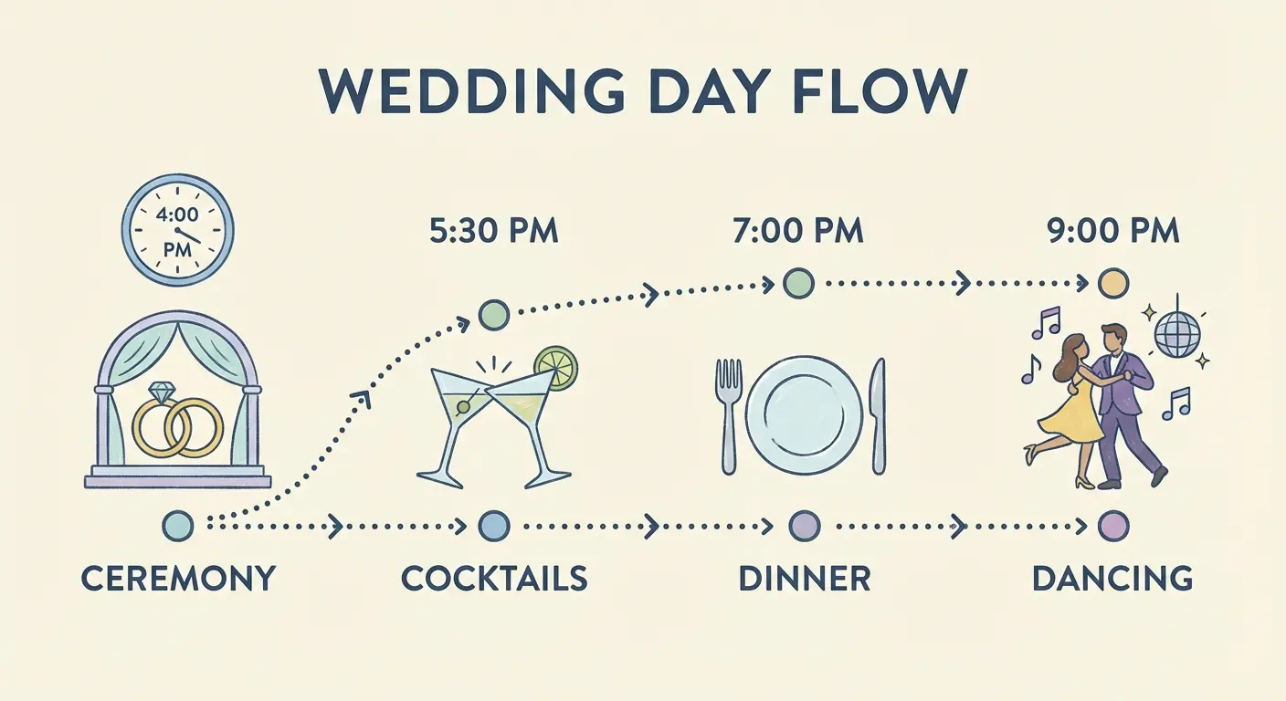Visual timeline for wedding day