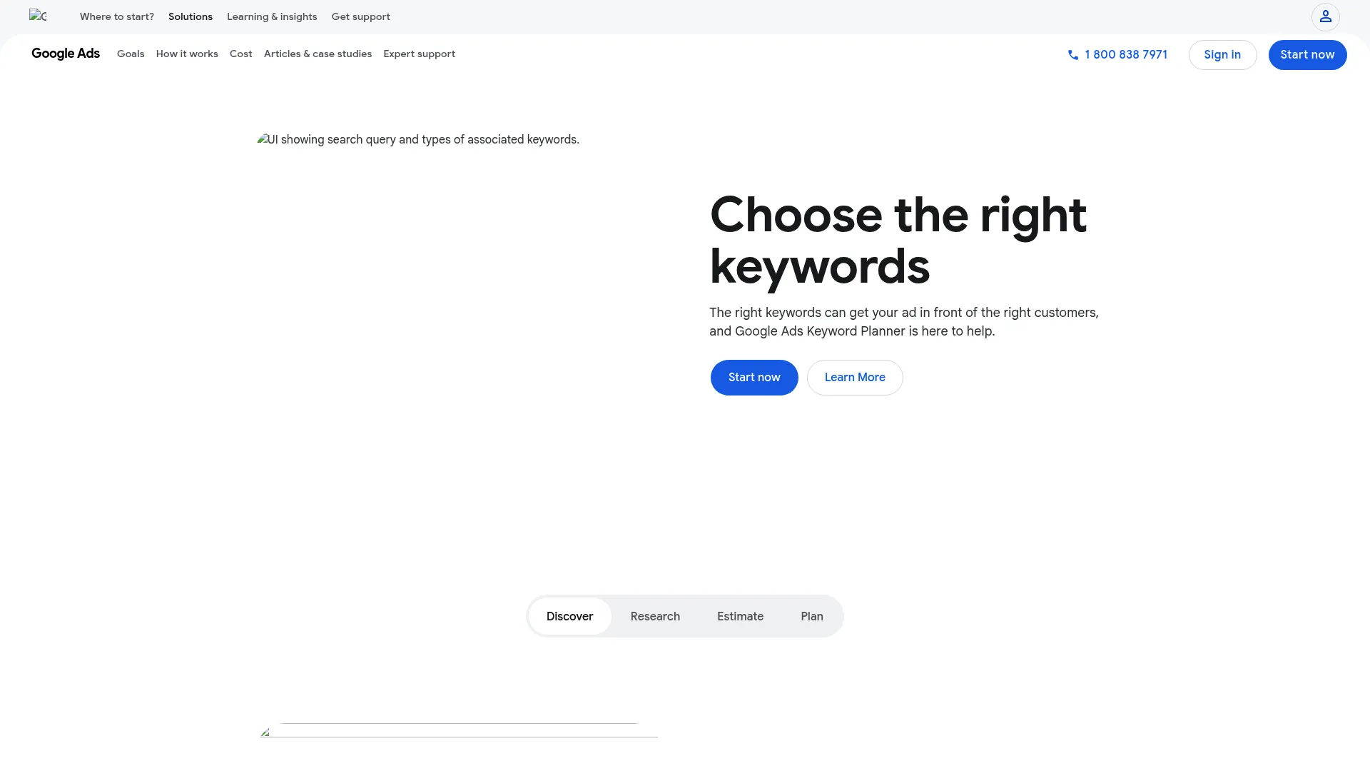 Google Keyword Planner dashboard interface
