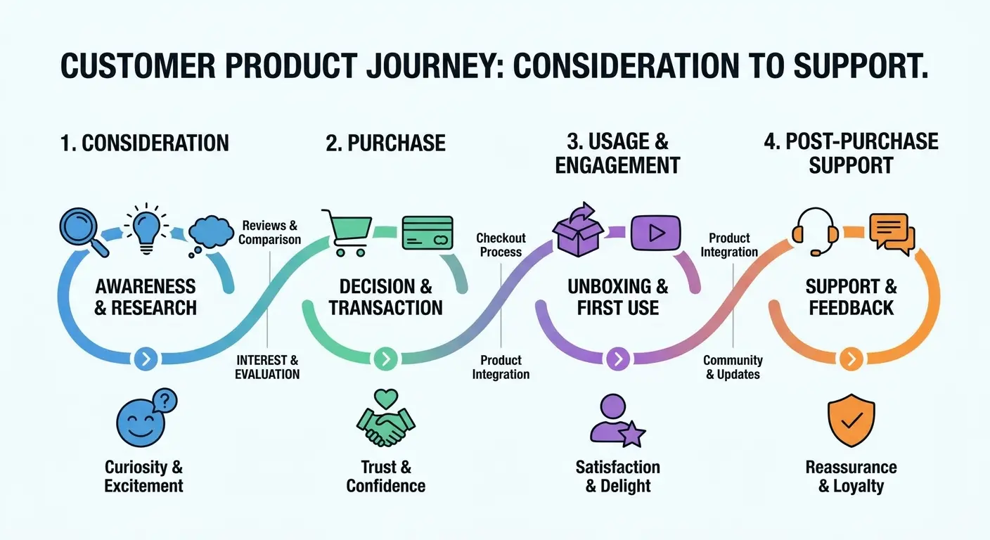Product experience mapping across customer journey