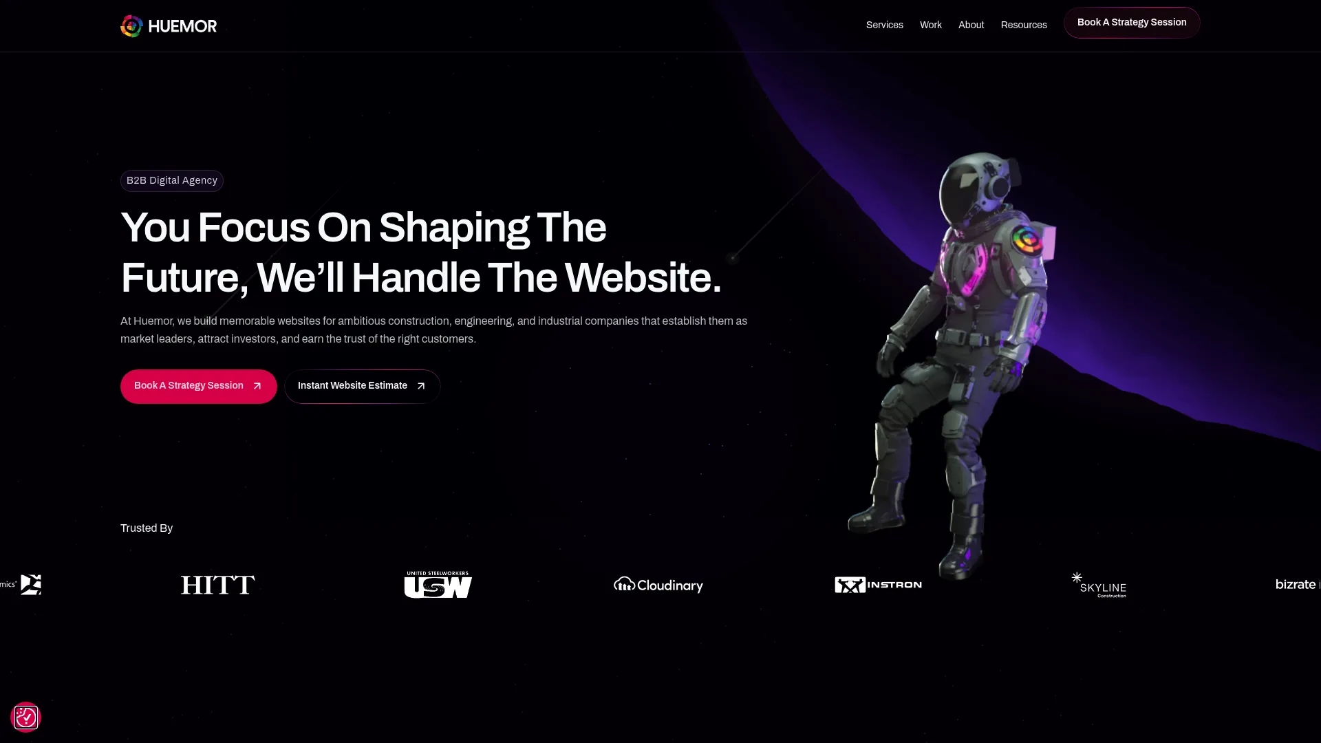 Huemor web design agency homepage