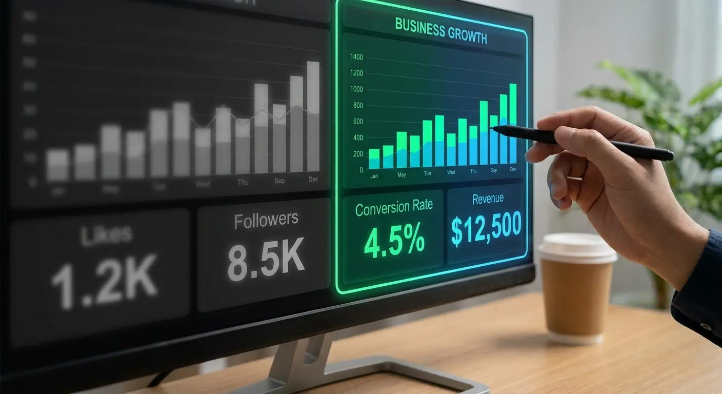 Marketing analytics dashboard showing metrics