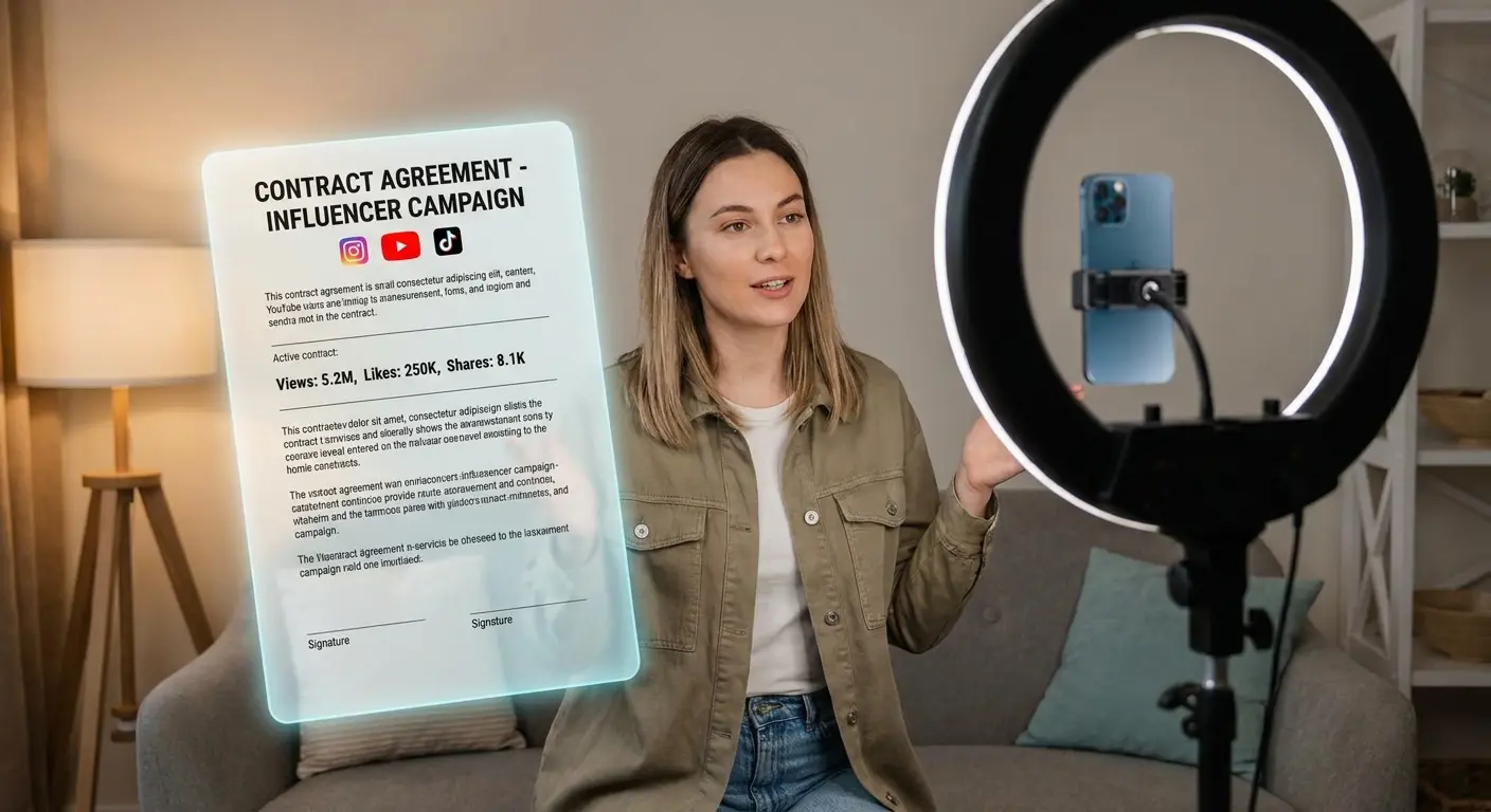 Influencer partnership contract signing