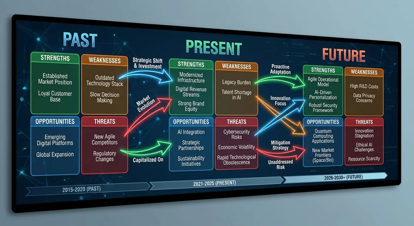 Temporal SWOT analysis timeline visualization