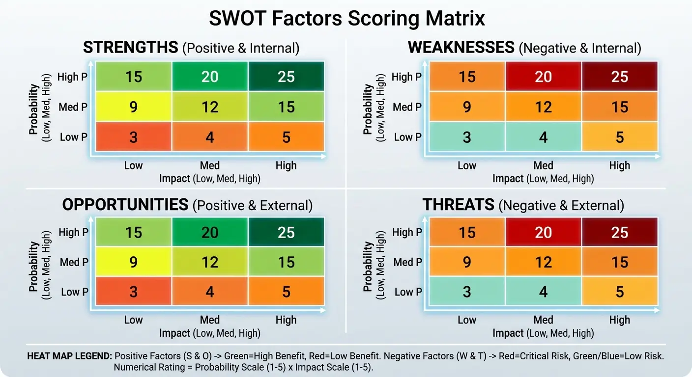 SWOT impact scoring matrix