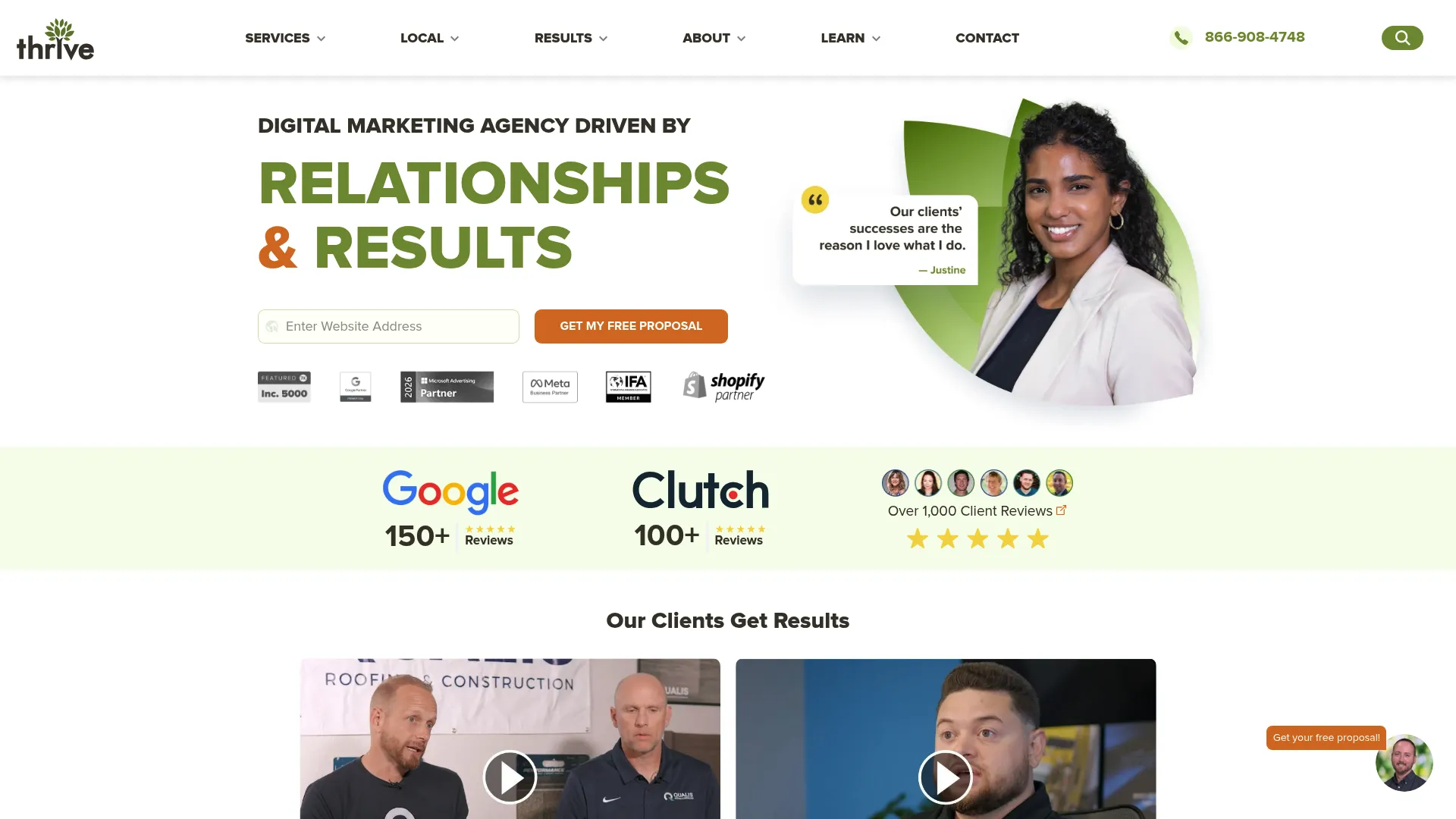 Thrive Internet Marketing Agency homepage