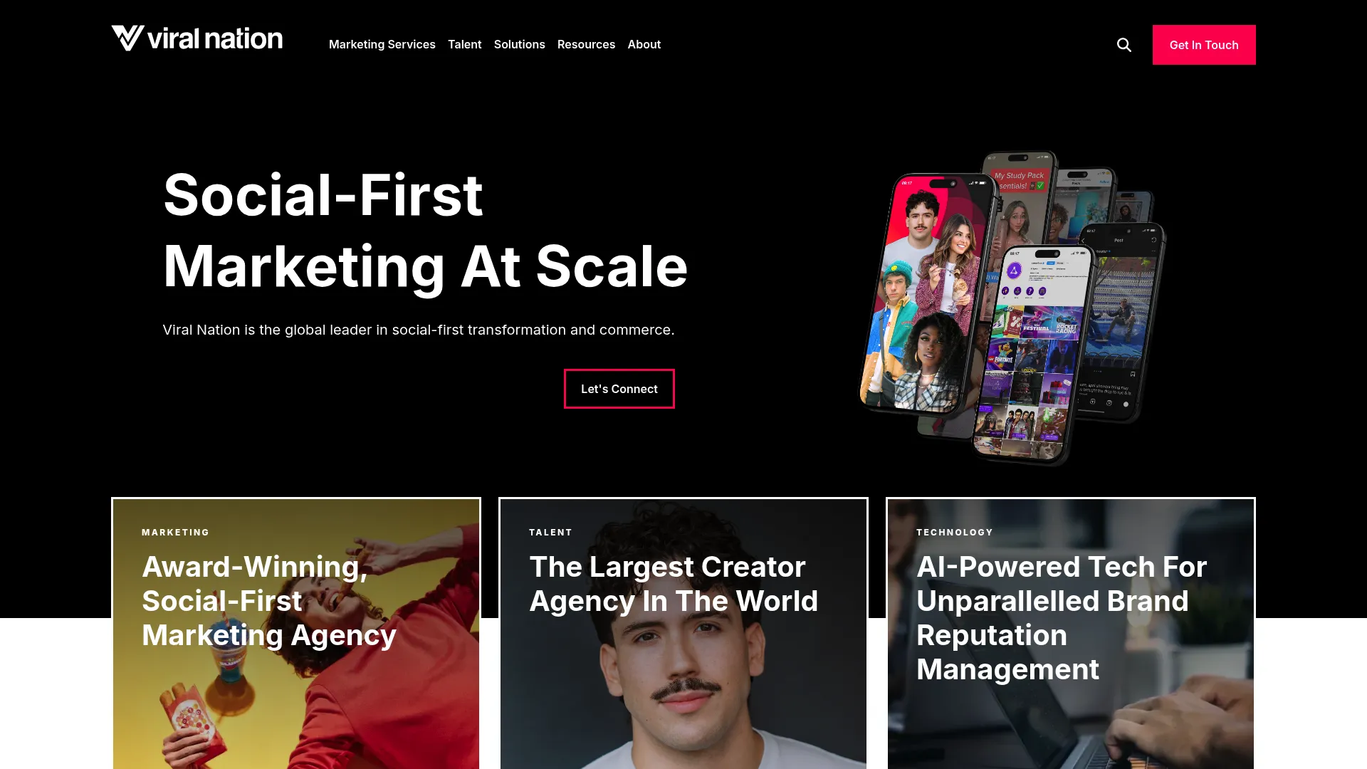 Viral Nation social media agency homepage
