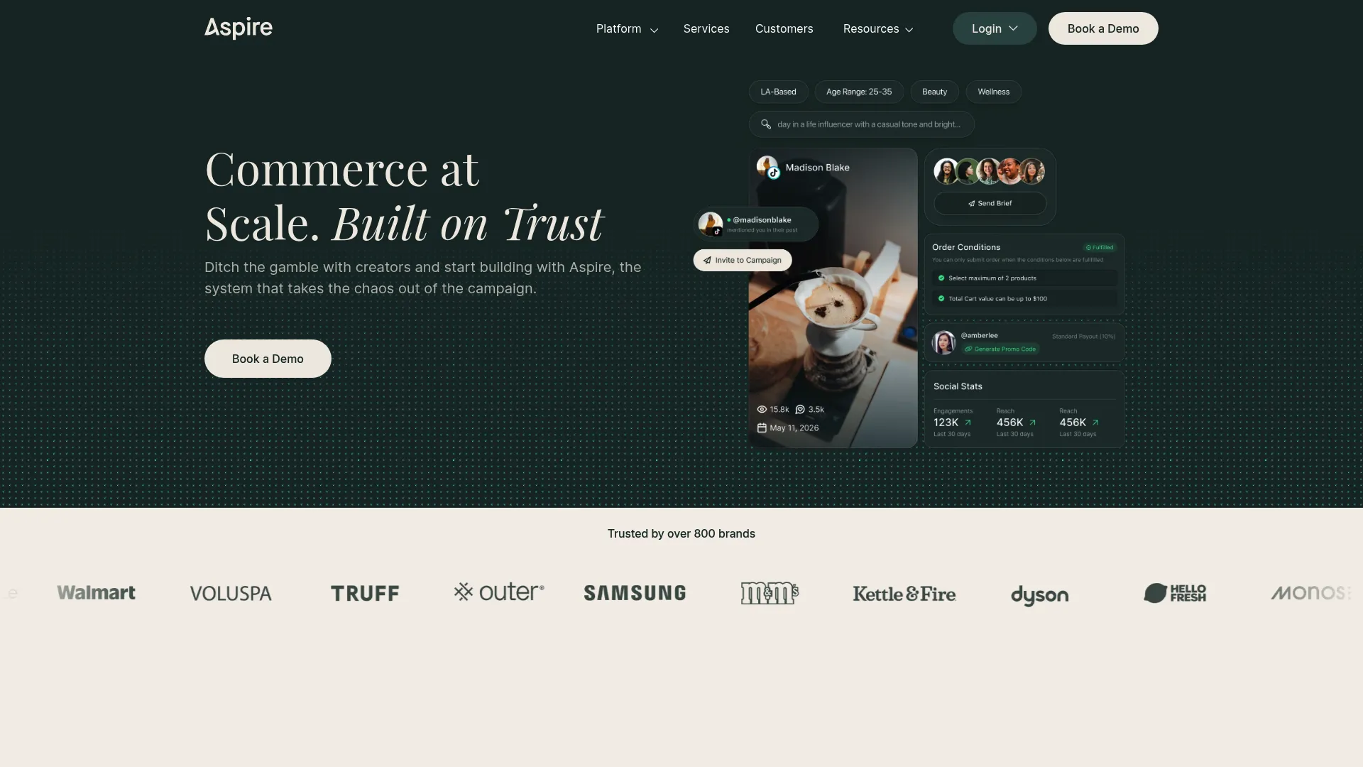 Aspire platform dashboard screenshot