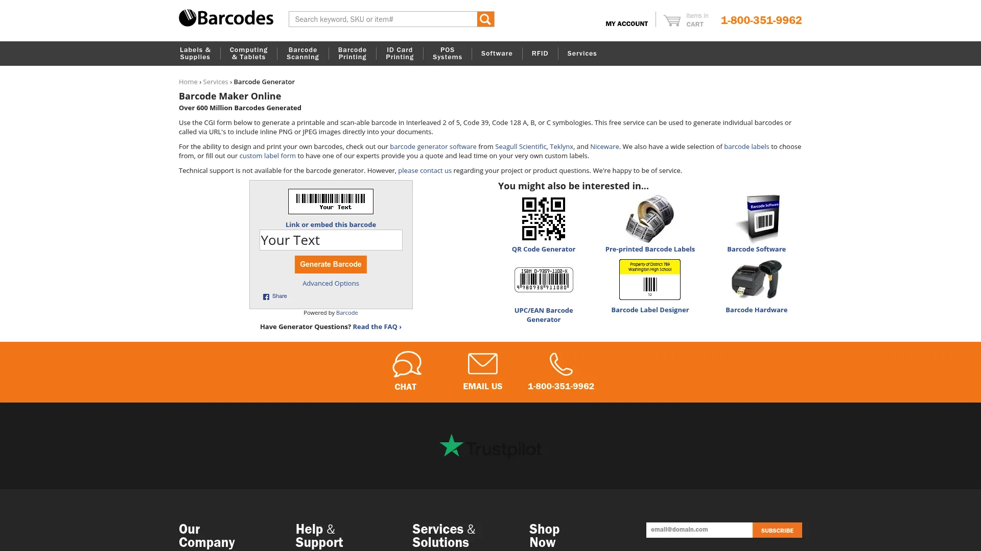 Barcodes Inc online barcode generator