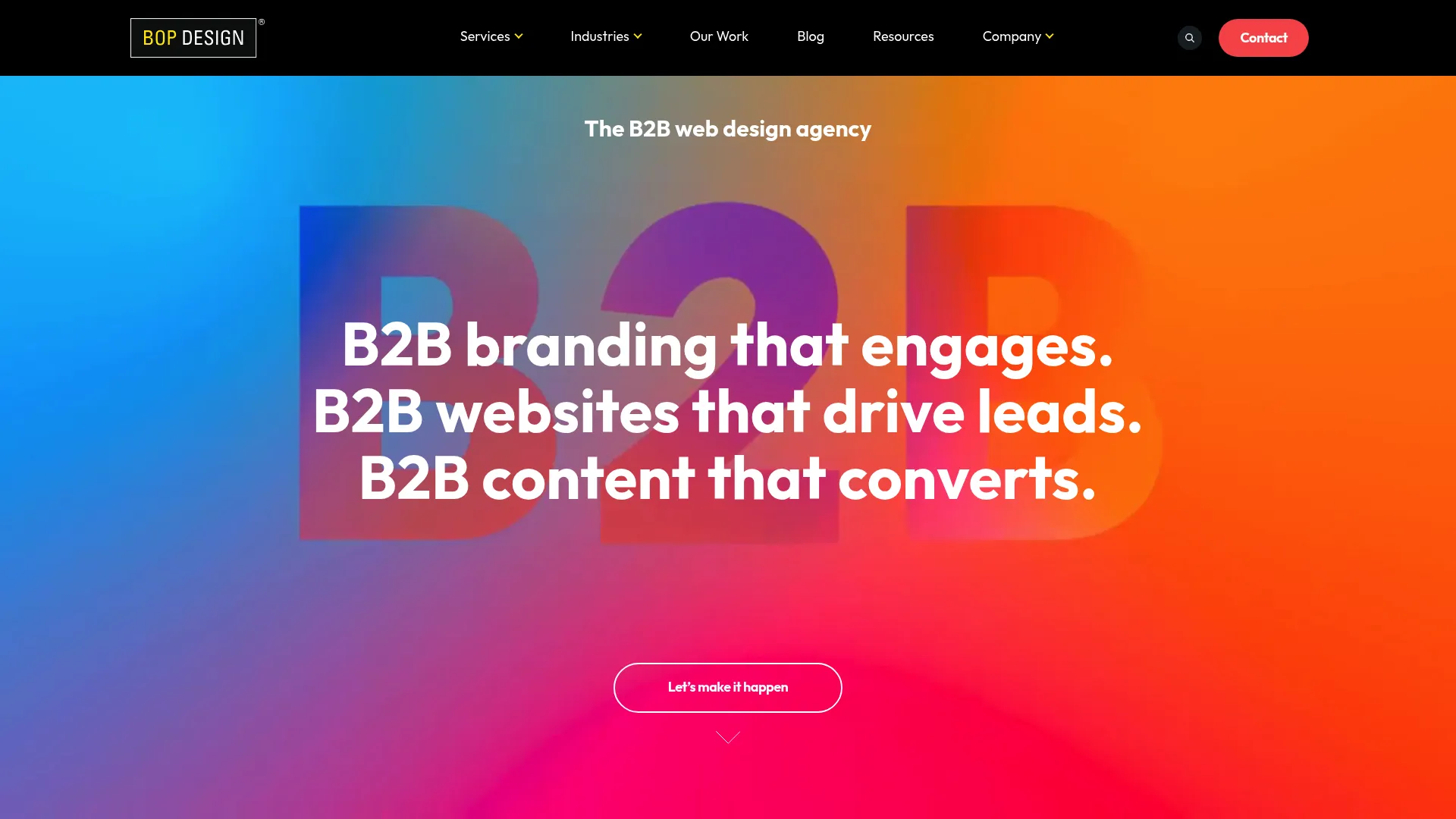 Bop Design web design company homepage