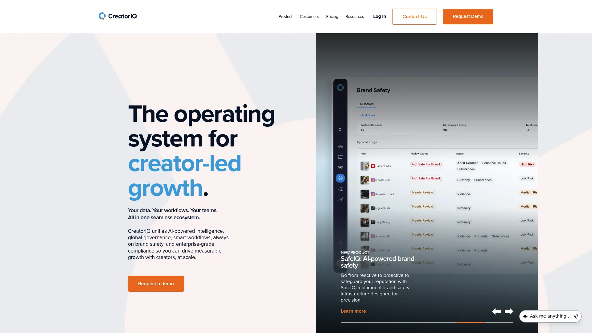 CreatorIQ enterprise platform screenshot