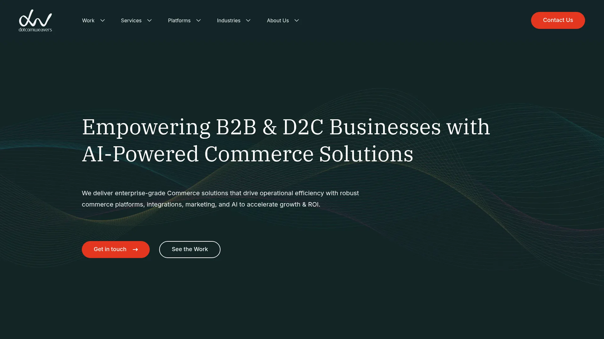 Dotcomweavers e-commerce web design agency homepage