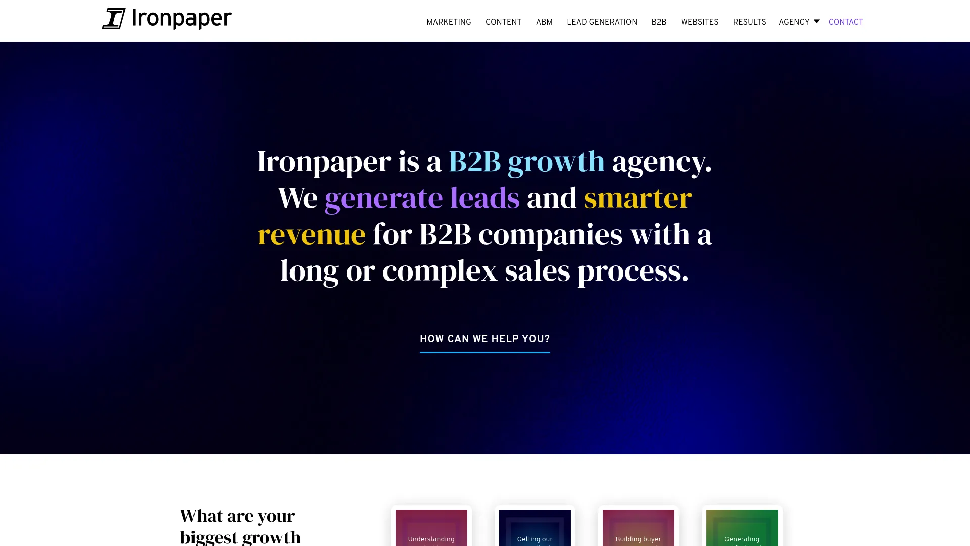 Ironpaper web design agency homepage