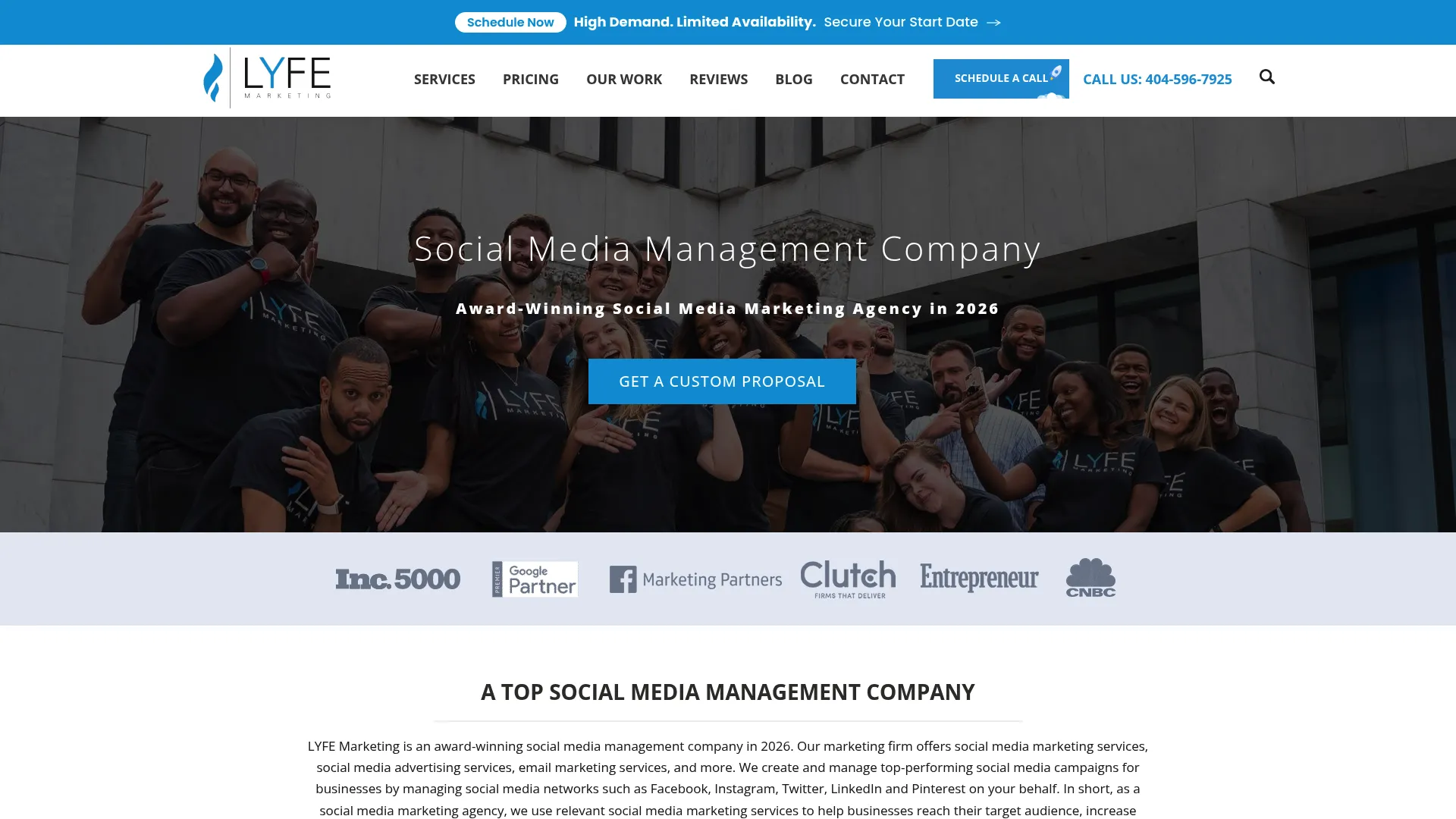 Lyfe Marketing social media services page