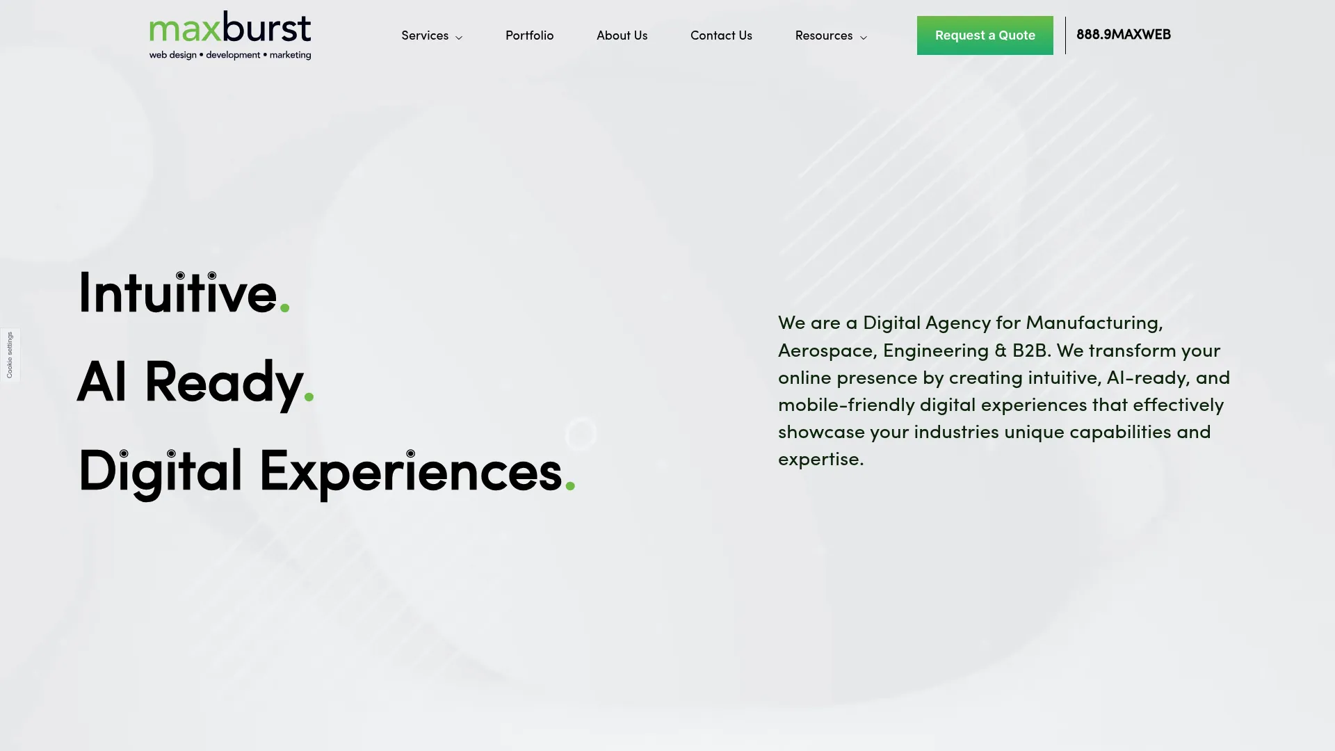 Maxburst website design company homepage