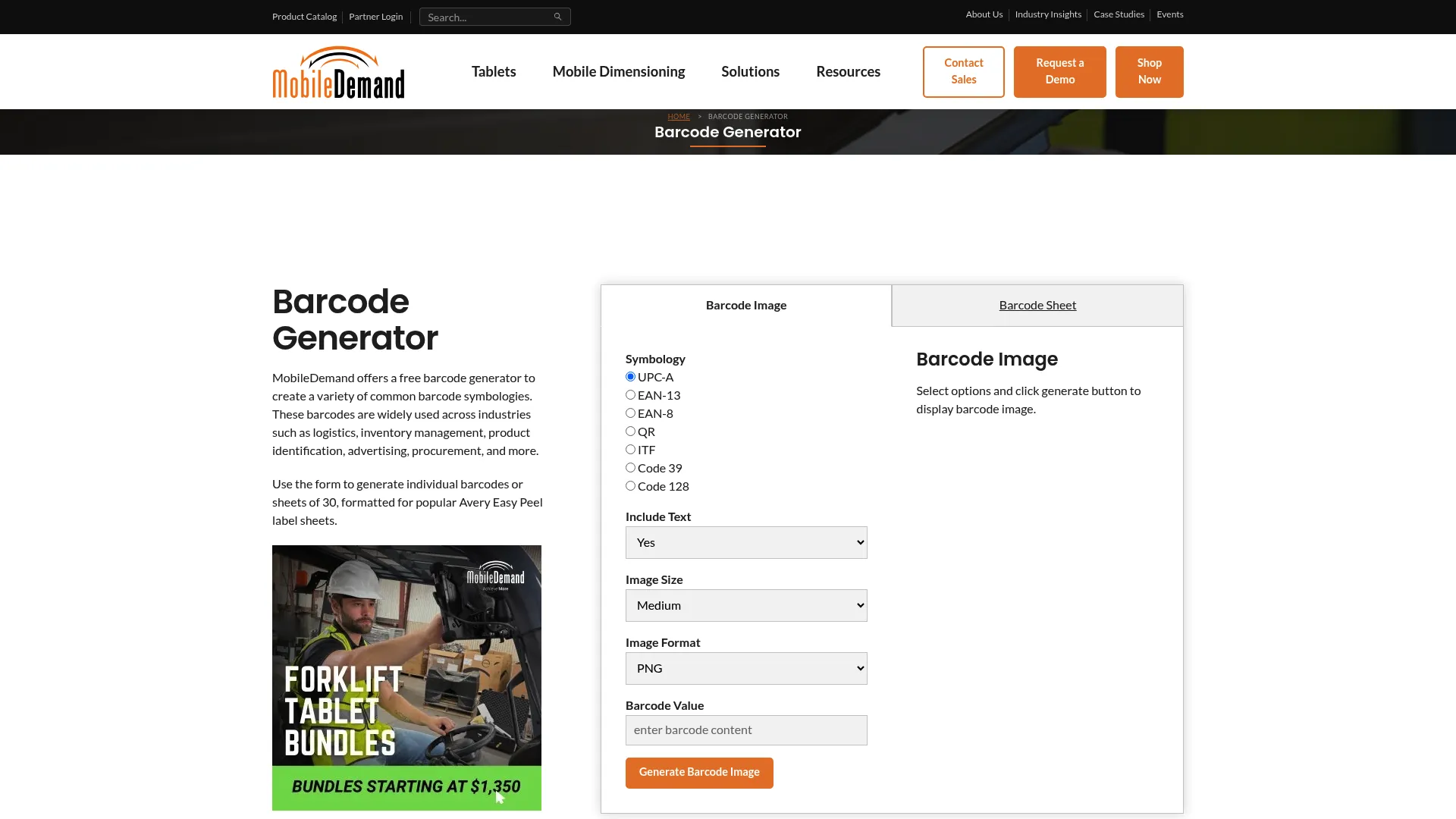 MobileDemand mobile barcode generator