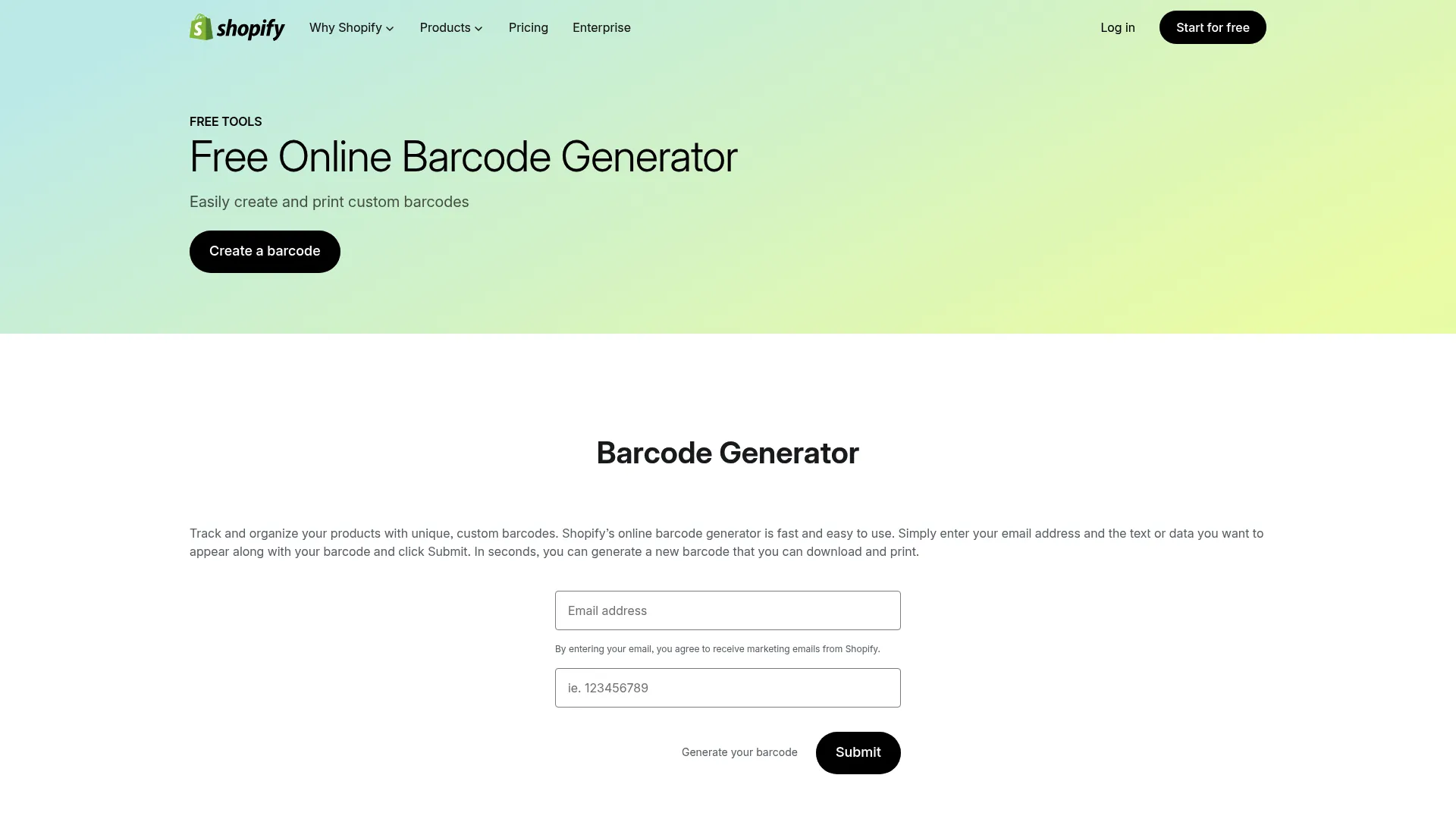 Shopify barcode generator tool