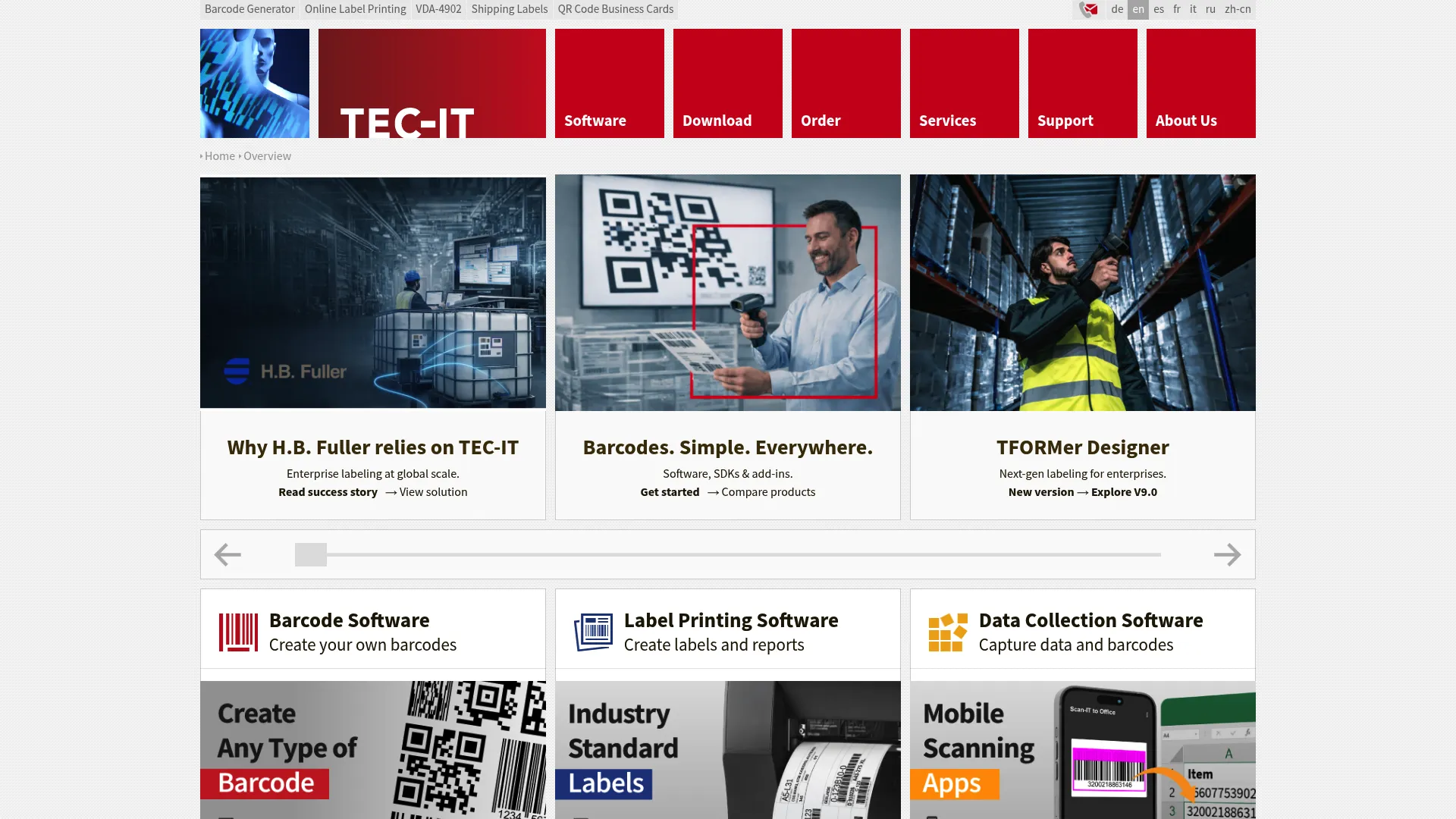 TEC-IT barcode generator interface