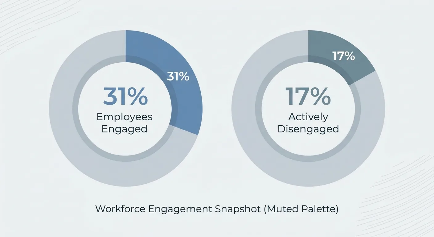 Chart of Gallup's 2024 U.S. employee engagement rate at 31 percent