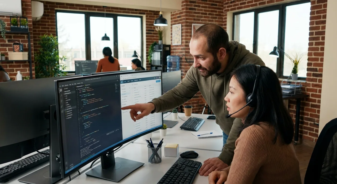 Engineer sitting in on a live customer support call