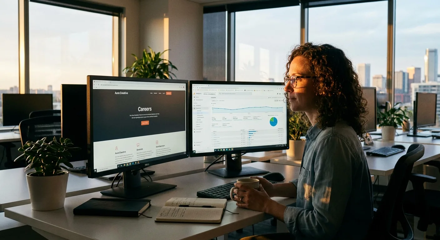 Analyst reviewing search performance for a company careers page