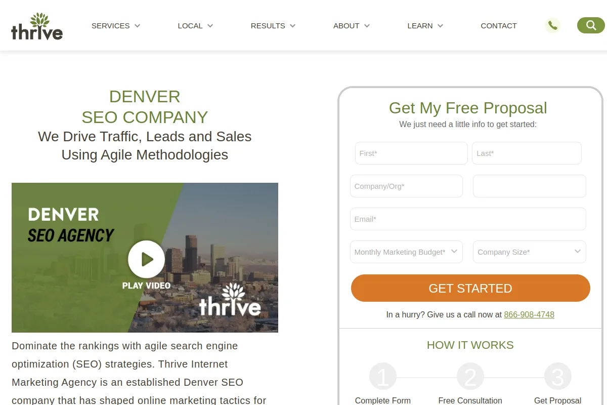 Website screenshot of thriveagency.com