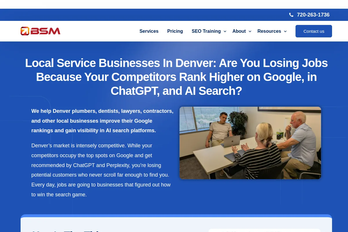 Website screenshot of boulderseomarketing.com