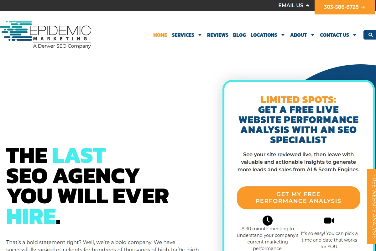 Website screenshot of epidemicmarketing.com