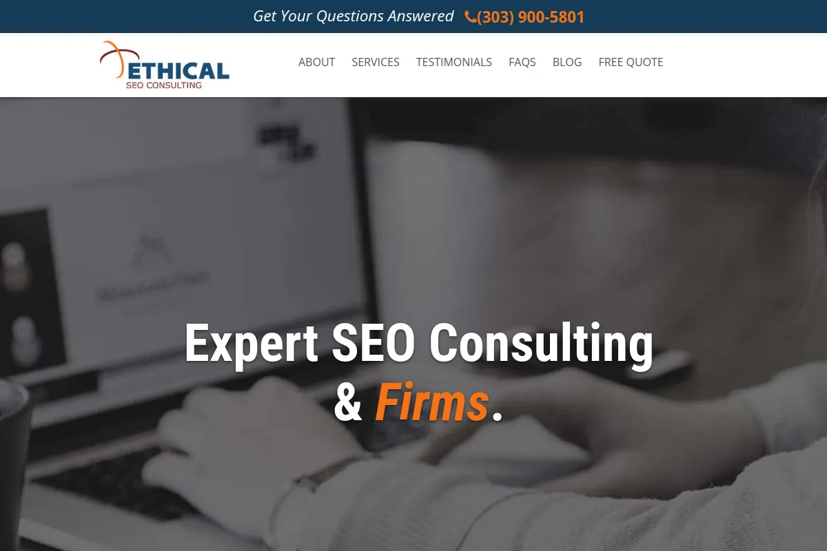 Website screenshot of ethicalseoconsulting.com