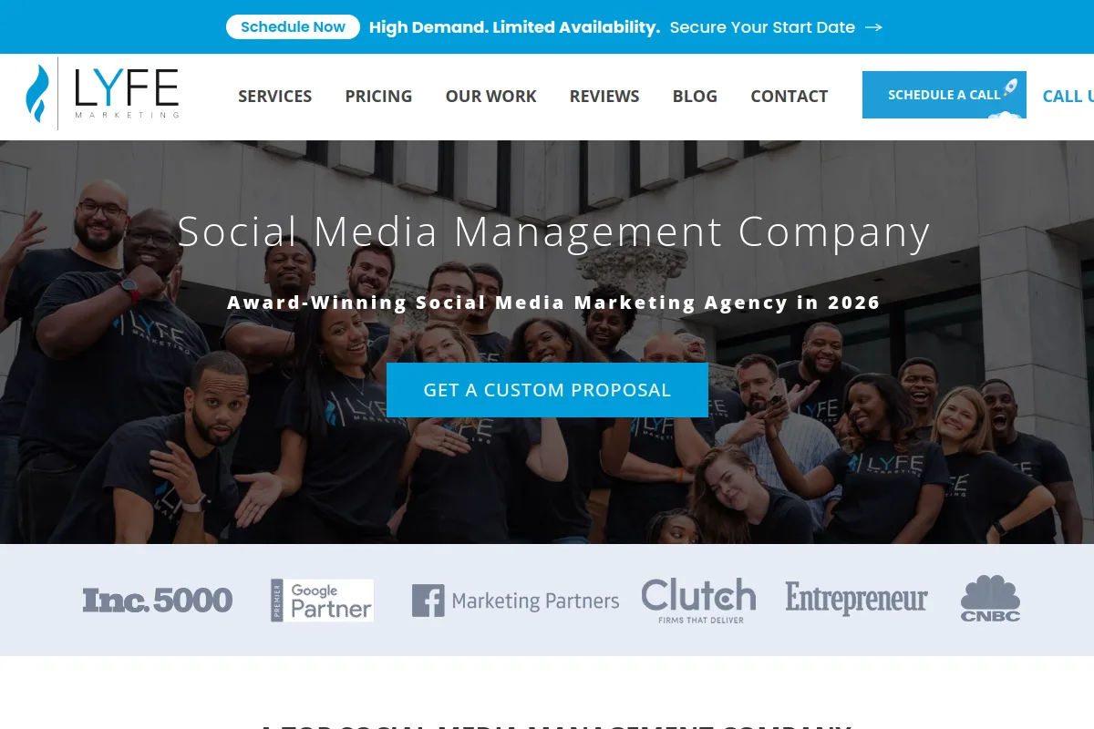 Website screenshot of lyfemarketing.com
