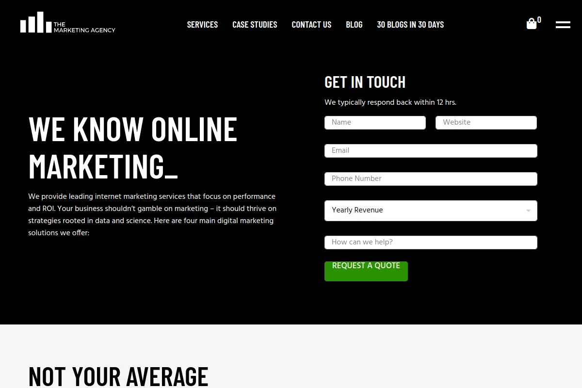 Website screenshot of themarketingagency.ca