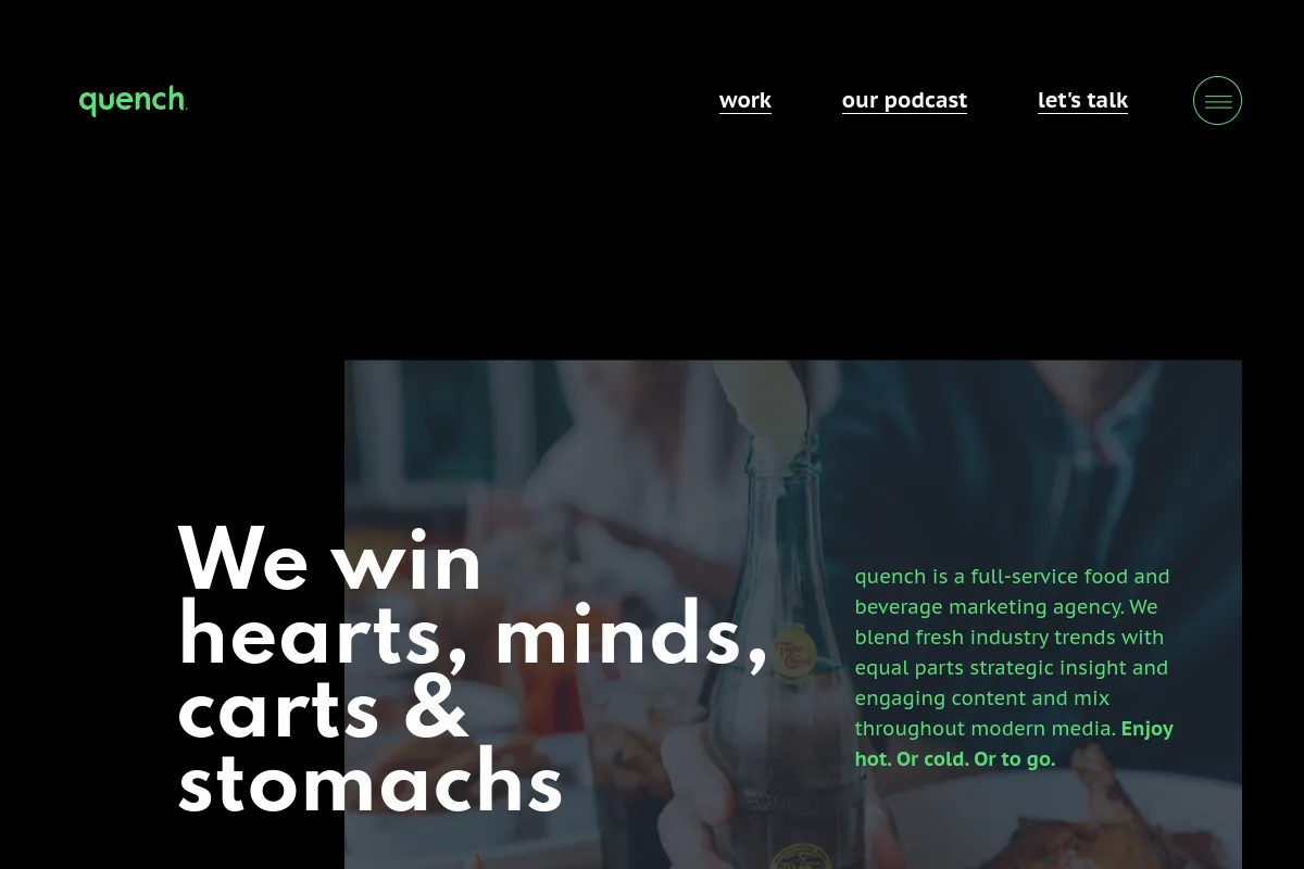 Website screenshot of quenchagency.com