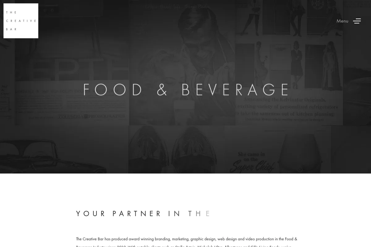 Website screenshot of thecreativebar.com