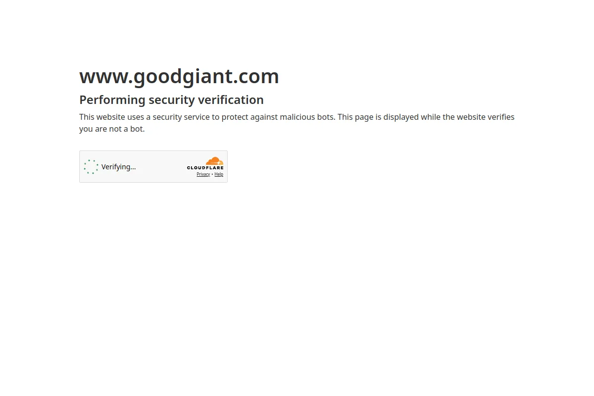 Website screenshot of goodgiant.com
