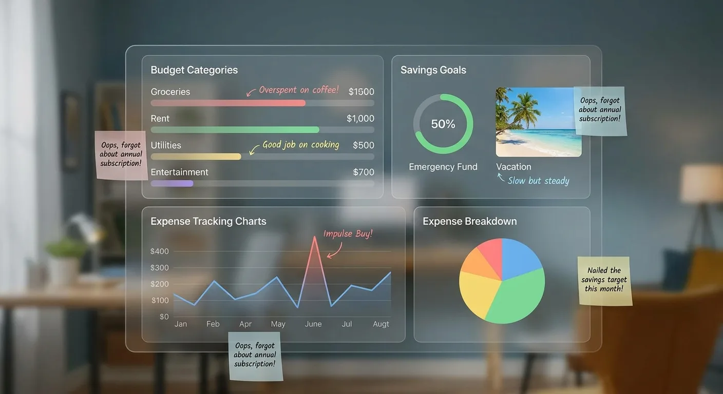 Budget dashboard (the real one has more red)