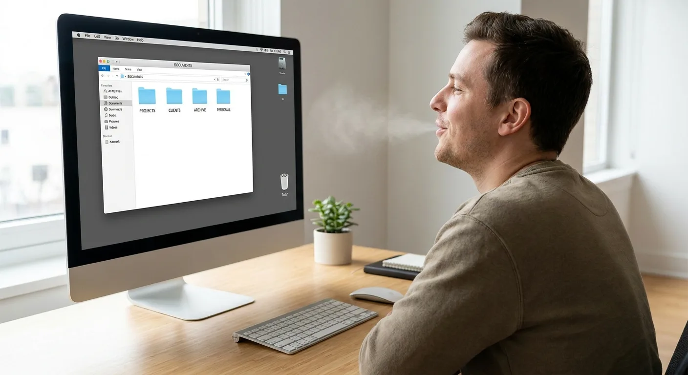 Organized digital workspace with structured folders on screen
