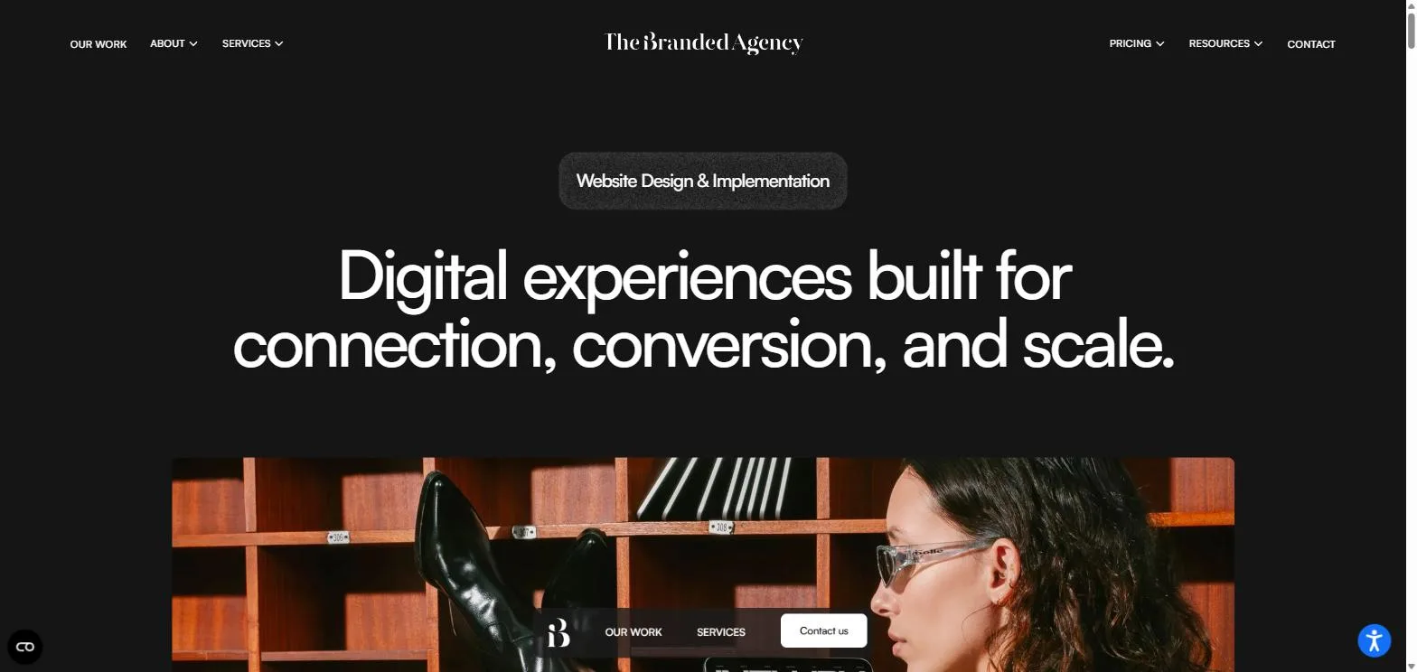 The Branded Agency website design services page