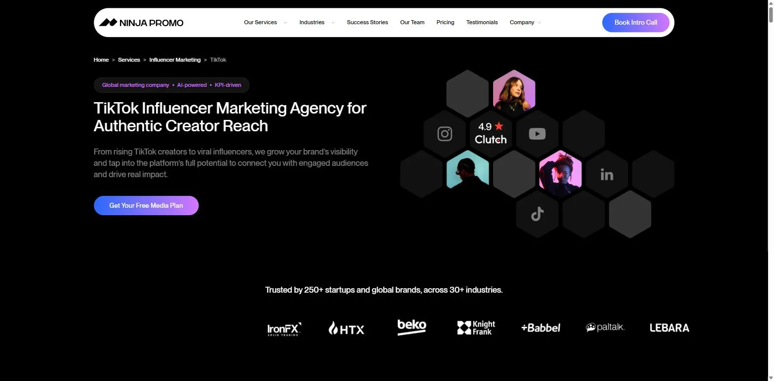 Screenshot of NinjaPromo TikTok marketing services