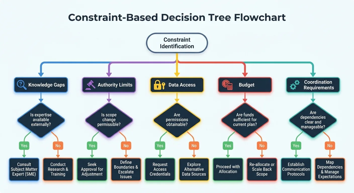 Decision tree flowchart with constraint type branches