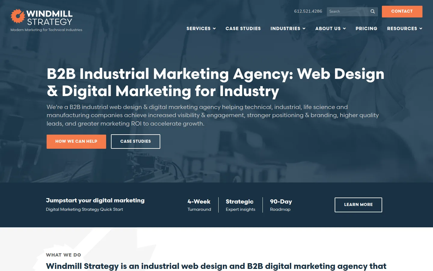 Windmill Strategy B2B industrial web design and marketing homepage